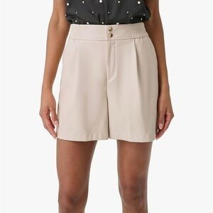 NWT Karl Lagerfield faux leather pleated fabric lined high waisted shorts 14